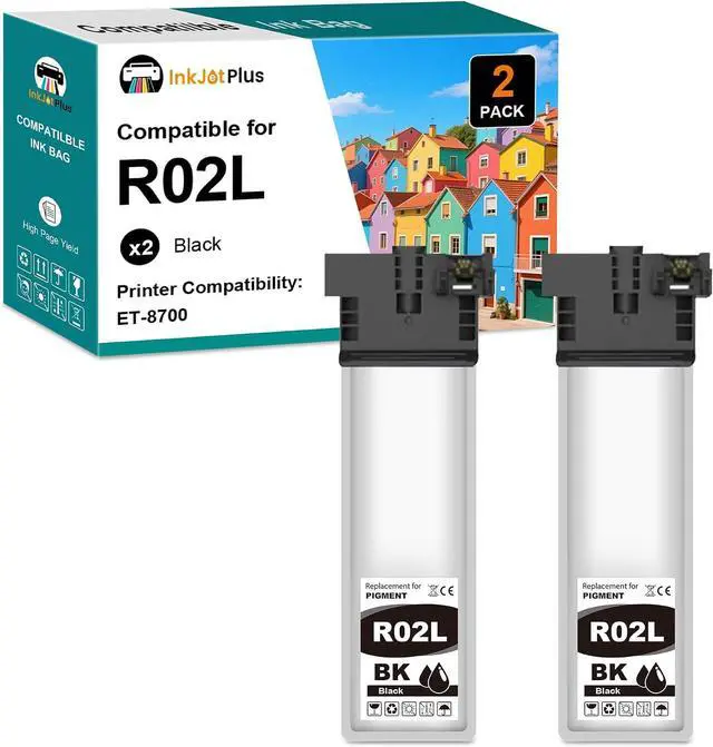 Main image of Remanufactured R02L Ink Cartridge Replacement for R02L1 R02L120 Black Ink Pack for Workforce Pro ET 8700 ET-8700 (2 Pack)