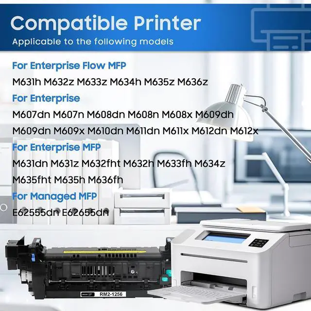 Alt view image 2 of 6 - RM2-1256 Fuser Unit 1-Pack L0H24A Fuser Unit Compatible for HP M607 M608 M609 M610 M611 M612 M631 M632 M633 M634 M635 M636 E62555dn Printers, RM2-1256-000 Fuser Unit (110V)