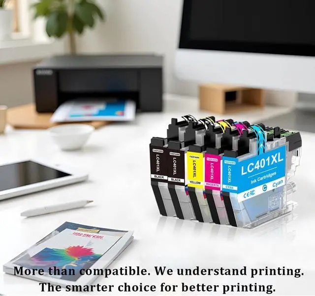 Alt view image 7 of 7 - LC401 LC401XL Ink Cartridges Replacement for Brother Printer LC401XL LC 401 XL High Yield 5-Pack Set - Work for MFC-J1010DW MFC-J1012DW MFC-J1170DW MFC-J1800DW (2BK/C/M/Y)