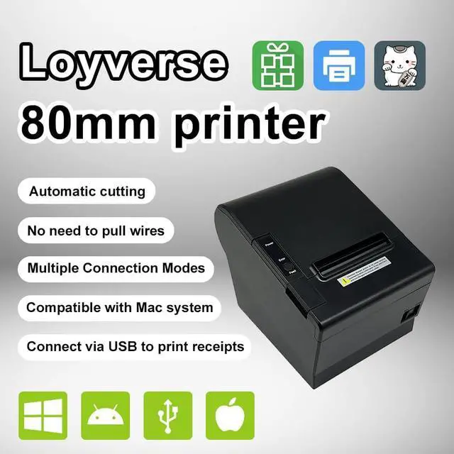 Alt view image 2 of 7 - MR.BOSS Loyverse 80mm Thermal Receipt Printer with Automatic Cutter, Bluetooth and WiFi Connectivity, Compatible with Android, Windows, Mac, High-Speed Printing for POS Systems