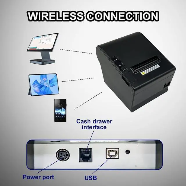 Alt view image 4 of 7 - MR.BOSS Loyverse 80mm Thermal Receipt Printer with Automatic Cutter, Bluetooth and WiFi Connectivity, Compatible with Android, Windows, Mac, High-Speed Printing for POS Systems