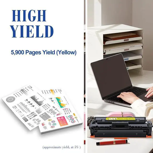 Alt view image 2 of 5 - Yellow 055H Toner Cartridges High-Yield Compatible CRG-055H CRG055 Toner Replacement for Canon 055H Color imageCLASS MF743Cdw MF741Cdw MF746Cdw Printer-Yellow