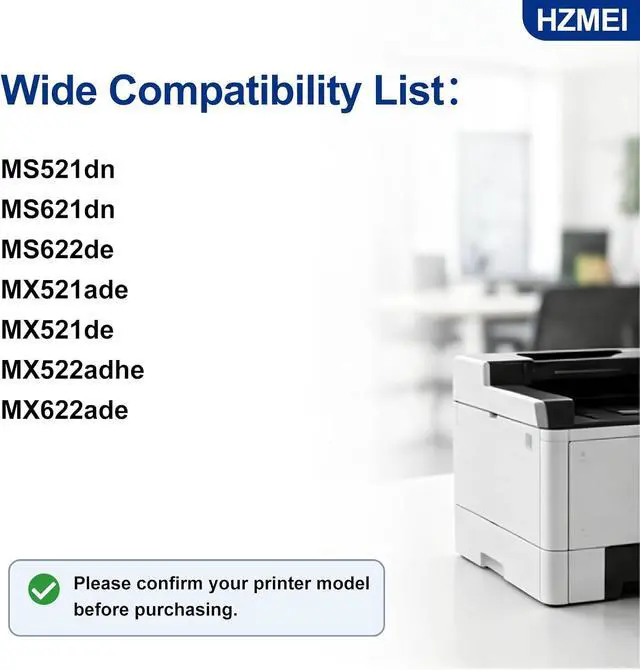 Alt view image 2 of 7 - 56F1U00 Black Toner Cartridge Ultra High Yield 56F1U00 56F0U0G 56F0UA0 56F1U0E Toner Compatible for Lexmark MS521 MS621 MS622 MX521 MX522 MX622 MX622 Laser Printer,25,000 Pages with New Chip