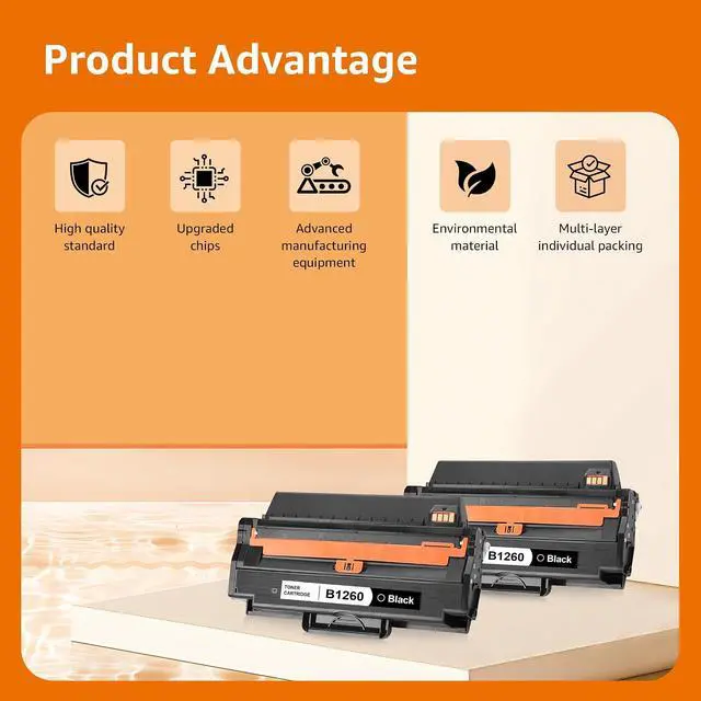 Alt view image 2 of 7 - B1260 B1265 Black Toner Cartridge High Yield Replacement for 331-7328 RWXNT DRYXV G9W85 B126X Toner Set Compatible with Dell B1260dn B1260 B1265dn B1265dnf B1265dfw Laser Printer(2-Pack)