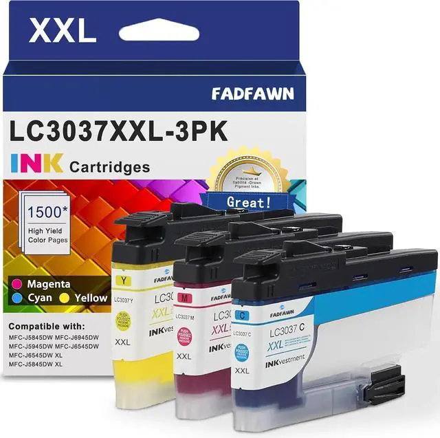 Main image of LC30373PKS XXL LC3037 C/M/Y Ink Cartridges Super High Yield 3-Pack - Replacement for Brother LC3037 LC3039 XXL Ink Cartridges Work with Printer MFC-J5845DW MFC-J5945DW MFC-J6945DW MFC-J6545DW