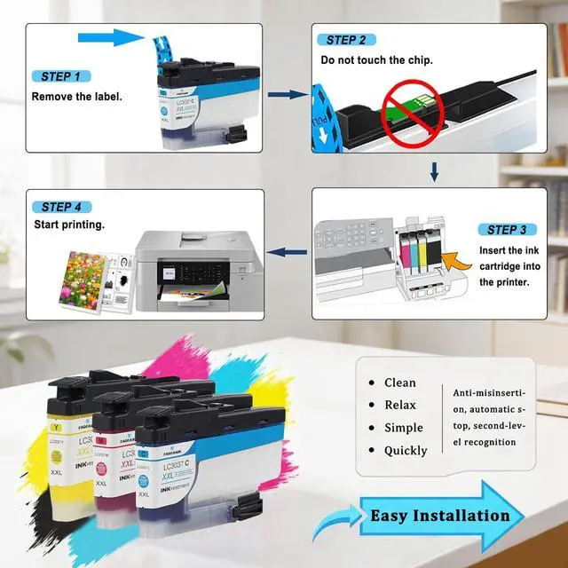 Alt view image 5 of 7 - LC30373PKS XXL LC3037 C/M/Y Ink Cartridges Super High Yield 3-Pack - Replacement for Brother LC3037 LC3039 XXL Ink Cartridges Work with Printer MFC-J5845DW MFC-J5945DW MFC-J6945DW MFC-J6545DW