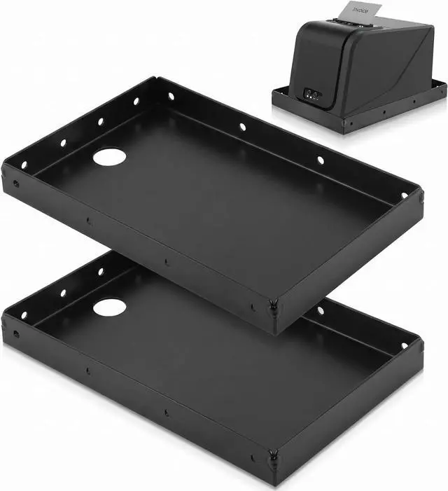 Main image of Shimeyao 2 Pack Metal Printer Tray for POS KDS Thermal Printers 10.24 x 6.5 Inch, POS Printer Shelf, Mounts to Wall or Shelf Edge, 4 Mounting Holes Each Side for Kitchen Restaurant Receipt Holder