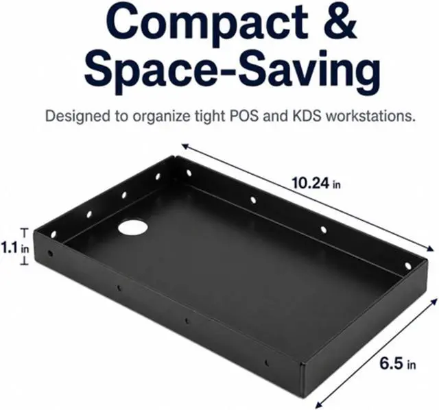 Alt view image 3 of 7 - Shimeyao 2 Pack Metal Printer Tray for POS KDS Thermal Printers 10.24 x 6.5 Inch, POS Printer Shelf, Mounts to Wall or Shelf Edge, 4 Mounting Holes Each Side for Kitchen Restaurant Receipt Holder