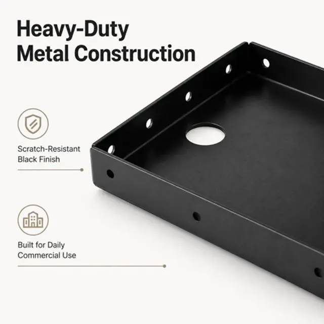Alt view image 5 of 7 - Shimeyao 2 Pack Metal Printer Tray for POS KDS Thermal Printers 10.24 x 6.5 Inch, POS Printer Shelf, Mounts to Wall or Shelf Edge, 4 Mounting Holes Each Side for Kitchen Restaurant Receipt Holder