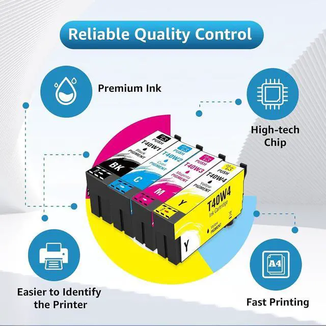 Alt view image 3 of 7 - T40W1 T40W2 T40W3 T40W4 Ink Cartridges, Replacement for T40W120 T40W220 T40W320 T40W420 with SC T2170 T3170 T3170M T5170 T5170M SC-T2170 SC-T3170 SC-T3170M SC-T5170 SC-T5170M (4 Pack)
