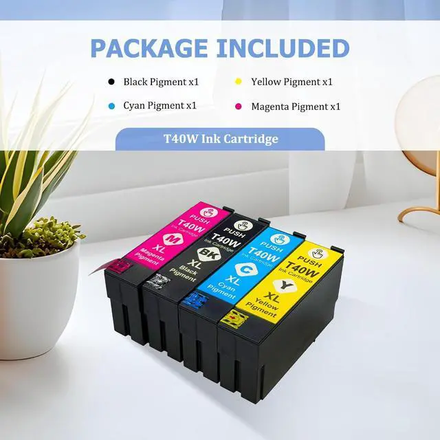 Alt view image 4 of 7 - T40W Ink Cartridge Replacement for T40W120 T40W220 T40W320 T40W420 Ink Work with SureColor T5170, T5170M, T3170, T3170M, T2170 Printer (Black, Cyan, Yellow, Magenta, 4-Pack)