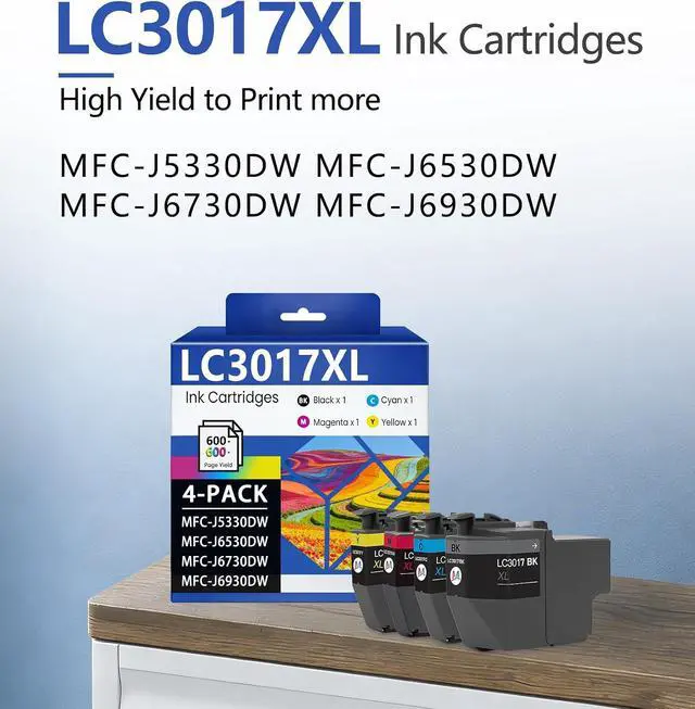 Alt view image 2 of 7 - LC3017 XL Ink High Yield Color Ink Cartridges 4-Pack Each LC3017BK