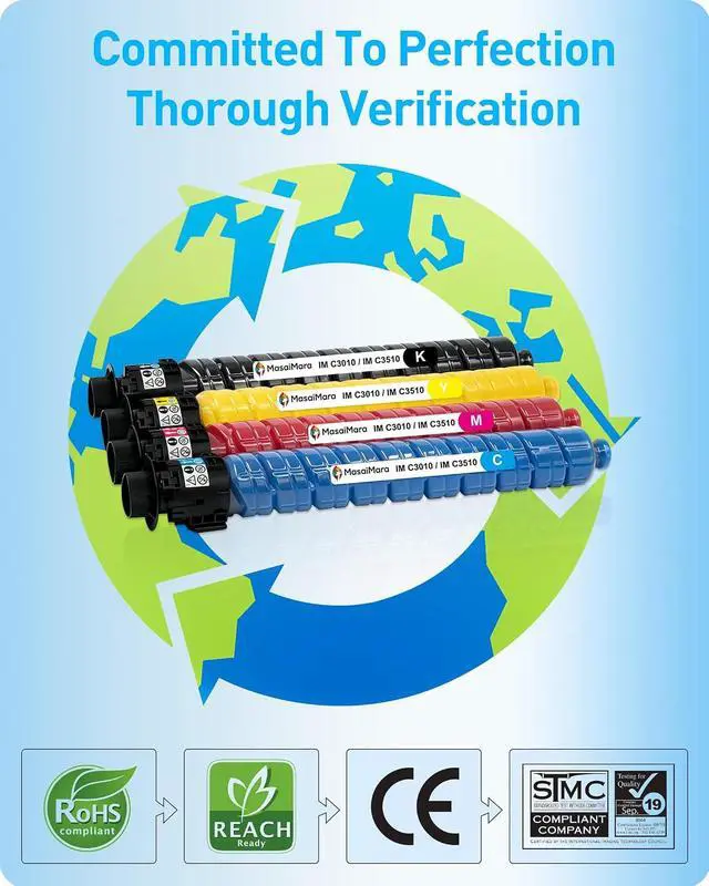 Alt view image 6 of 7 - MasaiMara IM C3010 IM C3510 Toner Cartridges Compatible for Ricoh IM C3010 IM C3510 IMC3010 IMC3510 Printer (Black, Yellow, Magenta, Cyan, 842550 842551 842552 842553, 4-Pack)