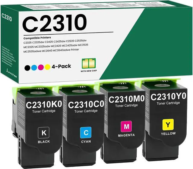 Main image of C2310K0 C2310C0 C2310M0 C2310Y0 Toner Cartridge C2310 Remanufactured Toner Replacement for Lexmark C2325 C2425 C2535 MC2425 MC2535 MC2640 MC2535adwe Printer Ink (4-Pack, Black Cyan Magenta Yellow)