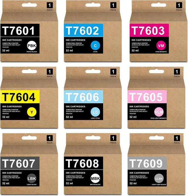 Main image of T760 Ink Cartridges Remanufactured for Surecolor P600 Inkjet Printer,9-Pack