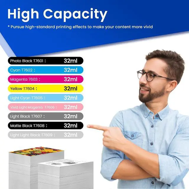 Alt view image 3 of 5 - T760 Ink Cartridges Remanufactured for Surecolor P600 Inkjet Printer,9-Pack