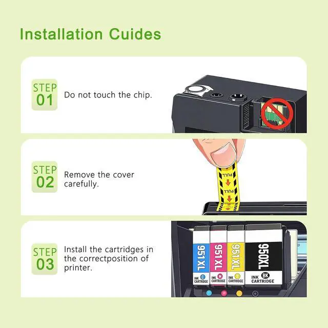 Alt view image 5 of 6 - 950XL 951XL Ink Cartridges Combo Pack Compatible for HP OfficeJet Pro 8600 8610 8615 8620 8100 8630 8660 8640 276DW 251DW (BK/C/M/Y)