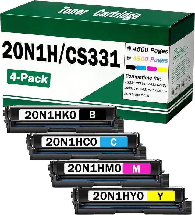 Main image of 20N1H CS331 CX331 Toner Cartridge 20N1HK0 20N1HC0 20N1HM0 20N1HY0 High Yield Compatible for Lexmark CS331 CX331 CS431 CX431 CS331dw CS431dw CX431adw CX331adwe Printer (4 Pack 4500 Pages)