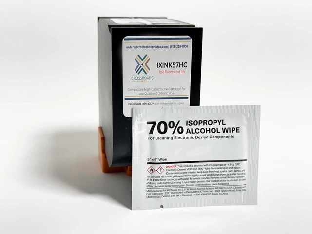 Alt view image 2 of 7 - Compatible Ink Cartridge for Quadient US_IXINK57HC (IXINK57HC) HIGH Capacity Compatible with iX-5 and iX-7 Postage Meters Fluorescent Red Ink - Remanufactured