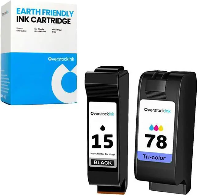 Main image of 15 78 Ink Cartridges 2-Pack Compatible for HP 15 78 Black Tricolor Work with DeskJet 3820 3820v 3822 845 920 920C 920Cvr 920Cxi 940 940C 940Cvr 948 948c Printer (1 Black, 1 Color)