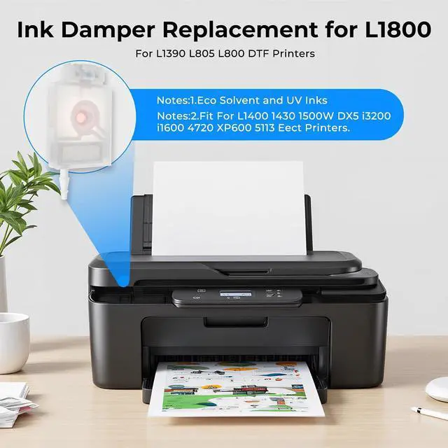 Alt view image 6 of 7 - 8PCS Ink Damper for L1800 R1390 L805 L800 XP600 DTF Printers