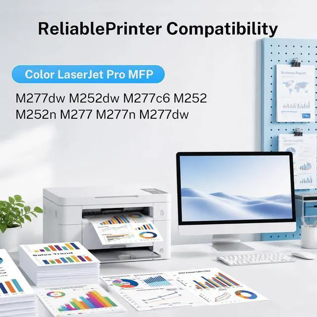 Alt view image 2 of 7 - 201X Toner Cartridge Compatible with HP 201X Toner Replacement Color LaserJet Pro MFP M252 M252n M277 M277n Series Printer (4 Pack)