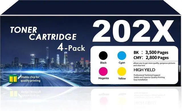 Main image of 202X Toner Cartridges 4 Pack High Yield (1Black/1Cyan/1Magenta/1Yellow)