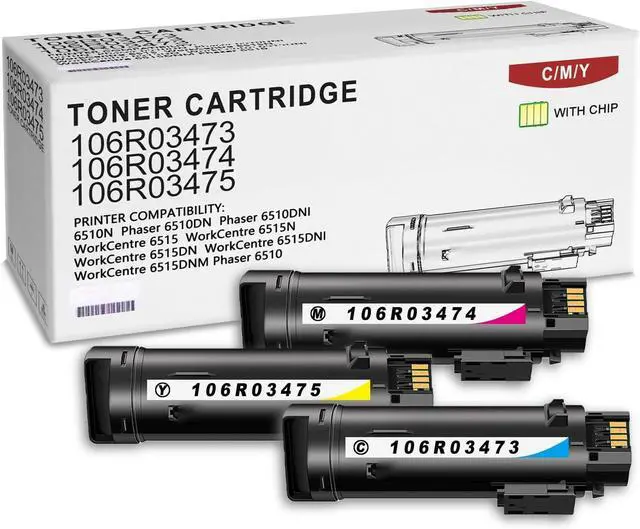 Main image of 3-Pack C/M/Y 106R03473 106R03474 106R03475 High Yield Toner Cartridge Compatible for Xerox 106R03473 106R03474 106R03475 Phaser 6510 6510N 6510DN 6510DNI WorkCentre 6515 6515N 6515DN Printer