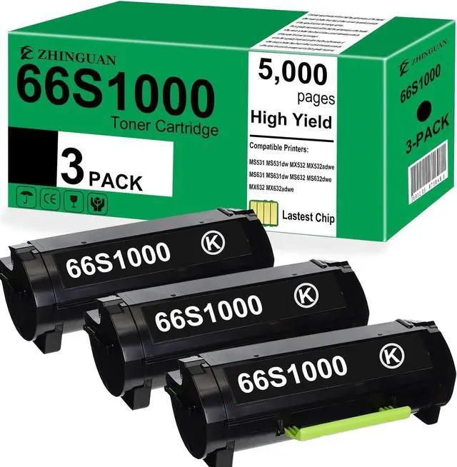 Main image of 66S1000 High Yield Black Toner Cartridge Work for MS531 MS531dw MS631 MS631dw MS632 MS632dwe MX532 MX532adwe MX632 MX632adwe Printers 3 Pack