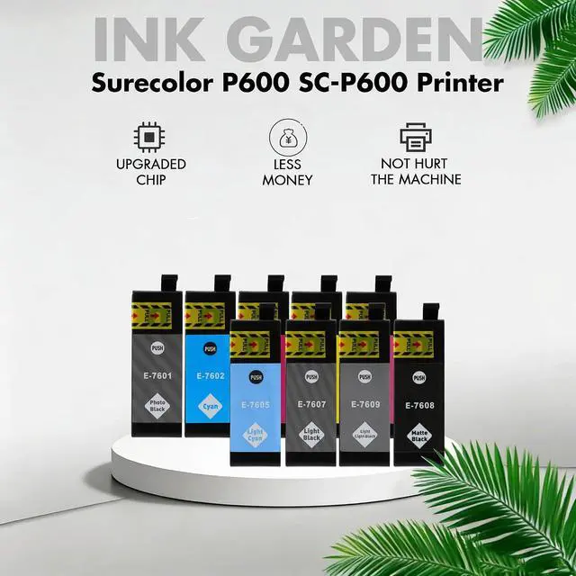 Alt view image 2 of 6 - Remanufactured T760 Ink Cartridges - Compatible with P600 - SC-P600,Wide Format Printer Inkjet Printer (T7601-T7609) - 9 Pack