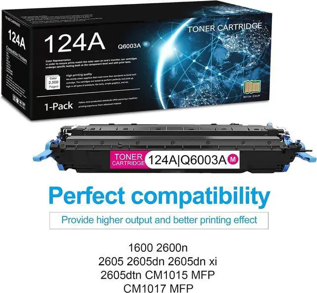 Alt view image 2 of 7 - 1 Pack 124A Magenta Toner Cartridge (with Chip)