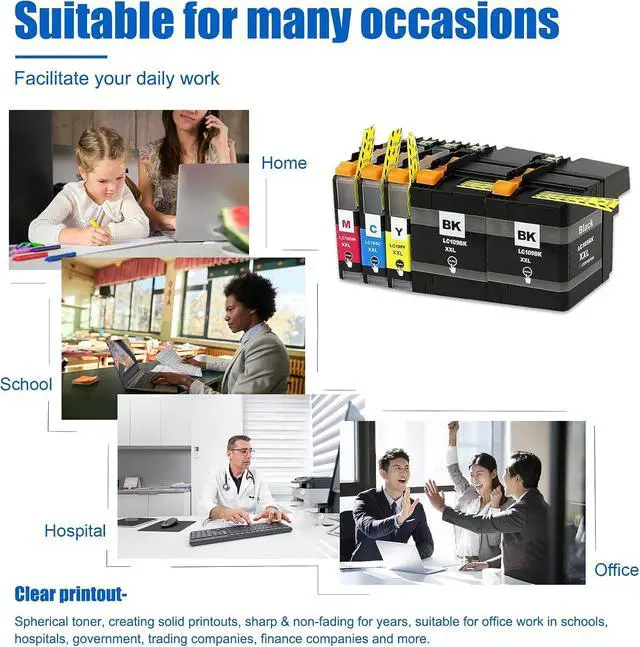 Alt view image 6 of 7 - LC109 LC109XXL (5Pack, 2BK/1C/1M/1Y) Ultra High Yield Ink Cartridges Replacement for Brother LC109BK LC105C LC105M LC105Y Work for MFC-J6520DW MFC-J6720DW MFC-J6920DW Printer