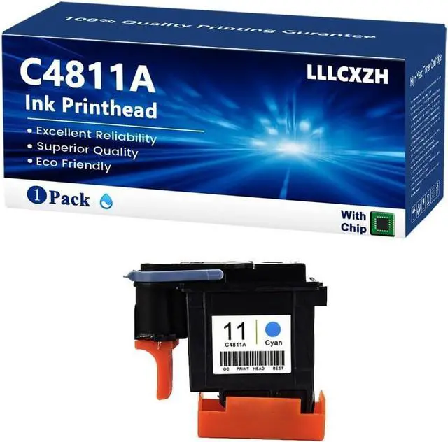 Main image of 11 Ink Printhead C4810A C4811A C4812A C4813A Compatible for HP Designjet 500 510 800 100 110 70 9110 9120 9130 Printers,Clear and Sharp,High Yield 3000 Pages(Cyan)