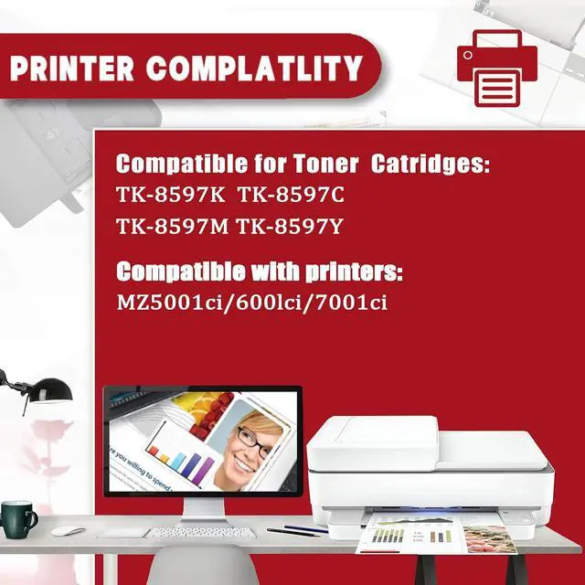 Alt view image 2 of 7 - TK-8597 Toner Cartridge Compatible for Kyocera TK8597 TK-8597K Black Toner Cartridges Work for Kyocera Mita TASKalfa MZ5001ci 600lci 7001ci Printers