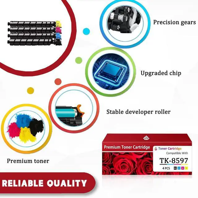 Alt view image 4 of 7 - TK-8597 Toner Cartridge Compatible for Kyocera TK8597 TK-8597K Black Toner Cartridges Work for Kyocera Mita TASKalfa MZ5001ci 600lci 7001ci Printers