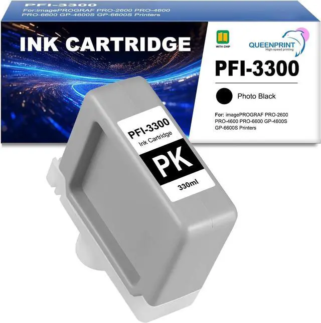 Main image of PFI-3300 PFI 3300 PBK Photo Black Pigment Ink Tank 330ml Repalcement for Canon PFI-3300 for imagePROGRAF PRO-2600 PRO-4600 PRO-6600 GP-4600S GP-6600S Printers, 1 Pack-330ml