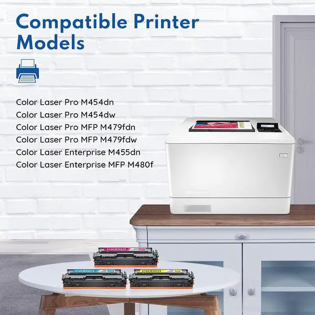 Alt view image 3 of 6 - 414X High-yield Toner Cartridge 3-Color Replacement for HP 414X Toner 414A W2021X W2023X W2022X Works with Color Laser Enterprise M455dn MFP M480f Pro M454dn M454dw MFP M479fdn M479fdw Printer (C/M/Y)