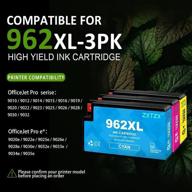 Alt view image 2 of 6 - 962XL Ink Cartridges 3 Pack Cyan Magenta Yellow Compatible for HP 962 XL Replacement Ink Work with OfficeJet Pro 9010 9015 9020 9025 9027 9028 9029 All-in-One Printer (3Pack1C+1Y+1M)