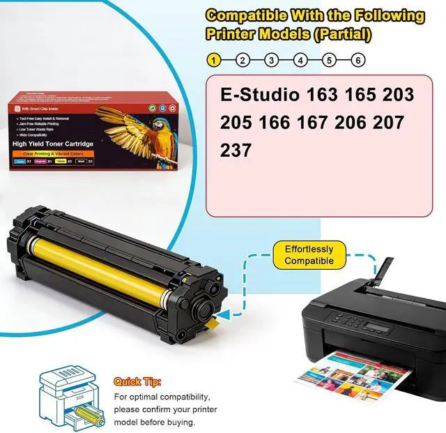 Alt view image 2 of 7 - T-1640 T1640 Toner Cartridge Compatible for Toshiba 163 165 203 205 166 167 206 207 237 Printers, 5,000 Page Yield, High Speed Printing with Low Energy Consumption 1