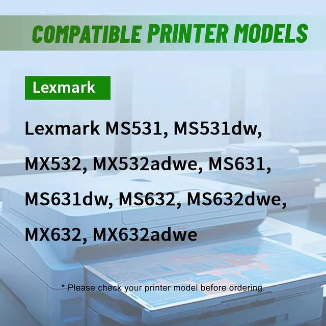 Alt view image 3 of 3 - 66S1000 66S1H00 Toner Cartridge Compatible for Lexmark MS531 MS631 Printer