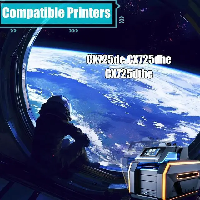Alt view image 2 of 7 - 74C0SKG 74C0SCG 74C0SMG 74C0SYG Toner Cartridges Compatible with Lexmark CX725de CX725dhe CX725dthe Printers, Replacement Parts Contains Chip and Clear Printing (1 Pack Black)
