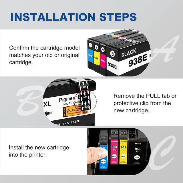 Alt view image 7 of 7 - 936 Ink Cartridges Compatible for HP OfficeJet Pro 9110b 9120 9130b 9720 9730 Printers, 1250/800 Pages, Combo Pack