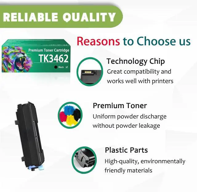 Alt view image 4 of 7 - TK3462 Toner Cartridge Compatible for Kyocera TK3462 TK-3462 Toner Cartridges Work for Kyocera ECOSYS PA5500x MA5500ifx Printers