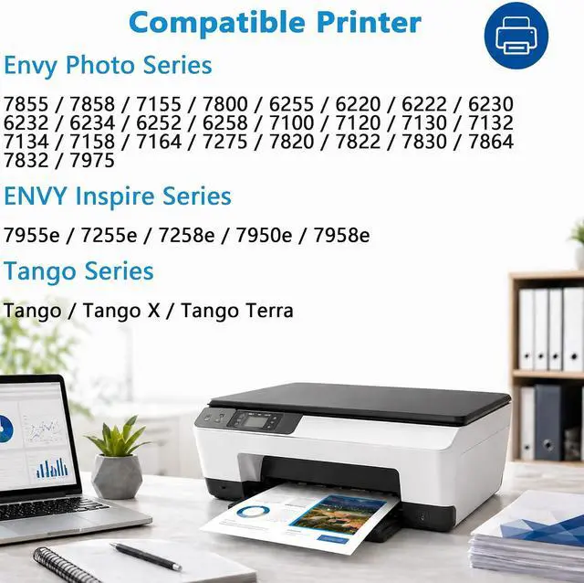 Alt view image 2 of 7 - 64XL Ink Cartridge Combo Pack Compatible for HP 64 HP64 XL Work for Envy Photo 7855 7858 7155 7800 6255 6232 Envy Inspire 7955e 7255e 7258e Tango X Series Printer 2-Pack Black Color with V28.4.1 Chips