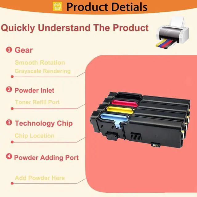 Alt view image 4 of 7 - C400 C405 106R03536 106R03538 106R03539 106R03537 Toner Cartridges Compatible Replacement for Xerox VersaLink C400N C405 Printers, High Yield 10,500 Pages Yellow