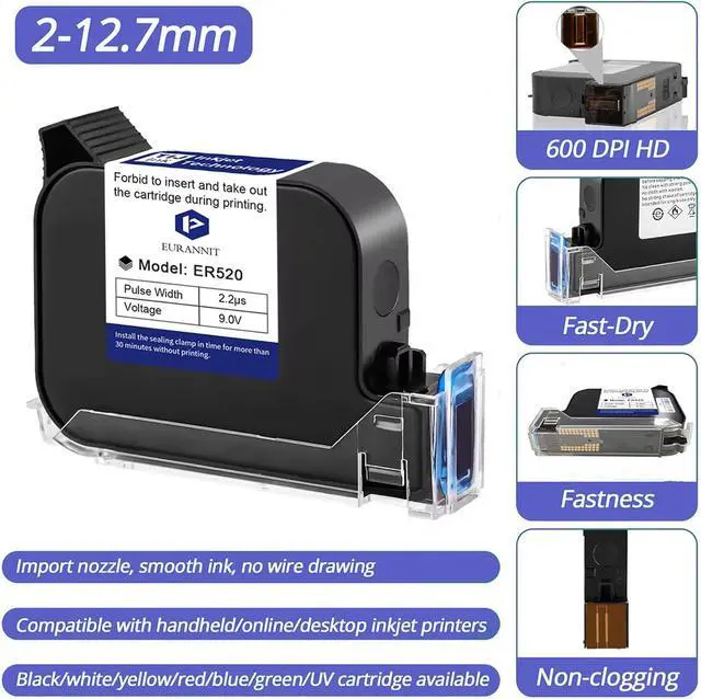Alt view image 3 of 7 - ER520 Ink Cartridge 0.5" Black for Handheld Inkjet Printer