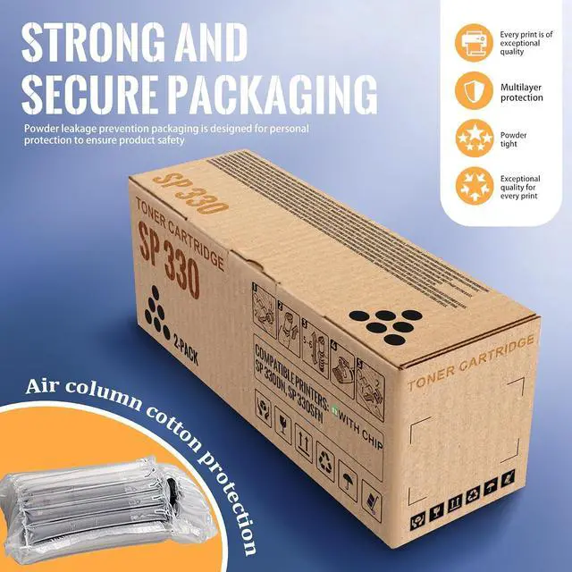 Alt view image 5 of 6 - 2 Pack SP 330 Black Toner Cartridge (with Chip)