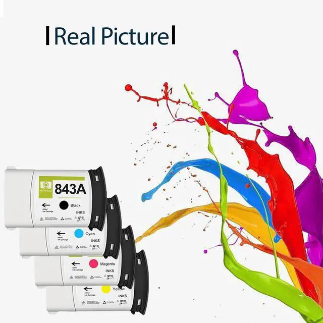 Alt view image 3 of 5 - 4 Pack 843A Ink Cartridge Use for Pagewide XL 4000 4100 4500 4600 5000 5100 Printers (C1Q57A C1Q58A C1Q59A C1Q60A)