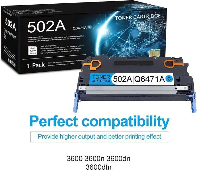 Alt view image 2 of 7 - 1 Pack 502A Cyan Toner Cartridge (with Chip)