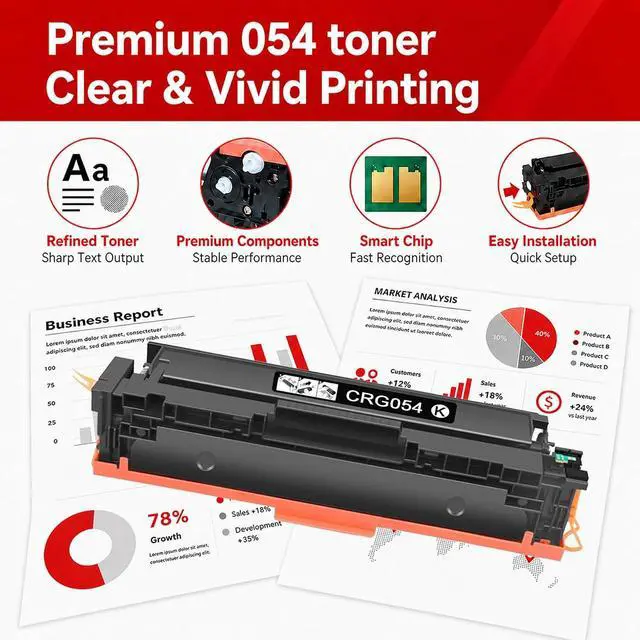 Alt view image 5 of 7 - 054 Toner Cartridge Set Replacement for Canon 054 054H CRG-054
